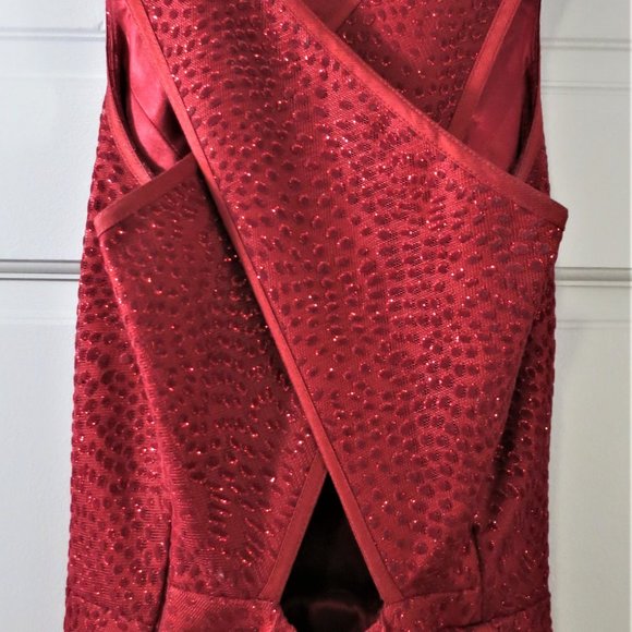 Red Sparkling Formal Dress by ML Monique Lhuillier - Picture 8 of 16